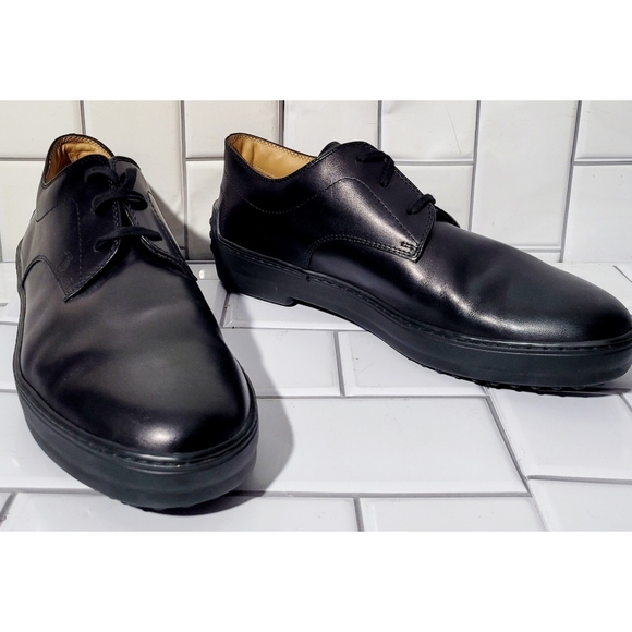 Mens Black Laceup Oxford Comfort Shoe Rubber Pebble Thick Sole main image 9